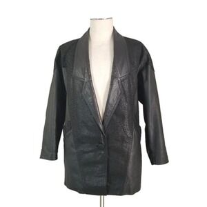 Preston & York Leather Blazer Men S Black Sport Coat Jacket Textured Accent
